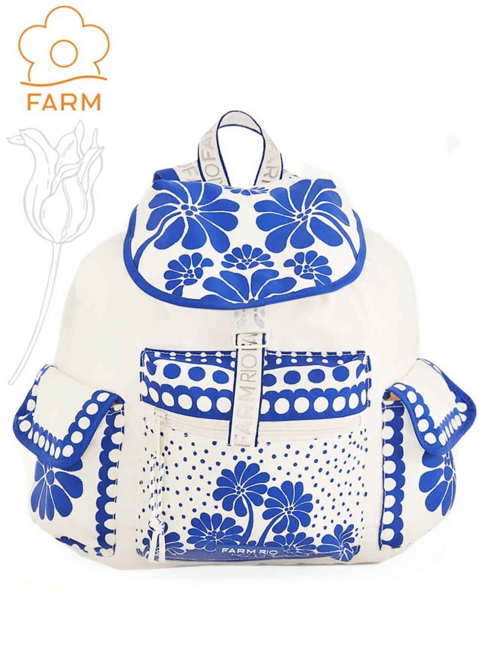Farm Rio Off-White Palermo Pockets Small Backpack